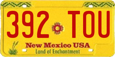 NM license plate 392TOU