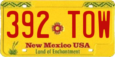 NM license plate 392TOW
