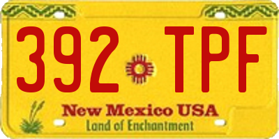 NM license plate 392TPF