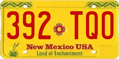 NM license plate 392TQO