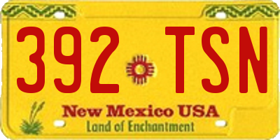 NM license plate 392TSN