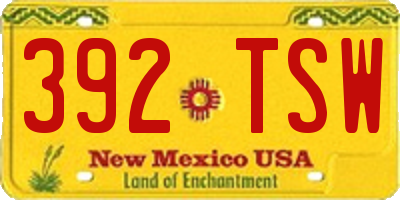 NM license plate 392TSW