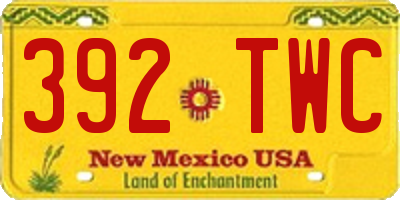 NM license plate 392TWC