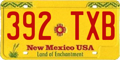 NM license plate 392TXB