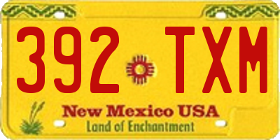 NM license plate 392TXM