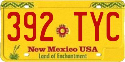 NM license plate 392TYC