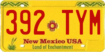 NM license plate 392TYM