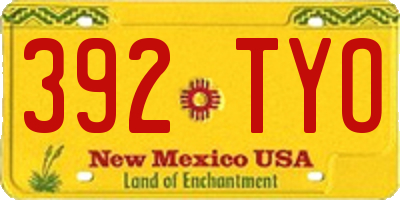 NM license plate 392TYO