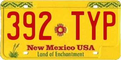 NM license plate 392TYP