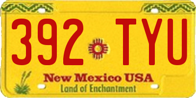 NM license plate 392TYU