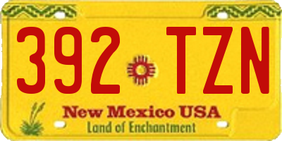 NM license plate 392TZN