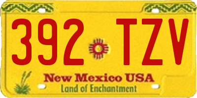 NM license plate 392TZV