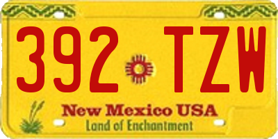 NM license plate 392TZW