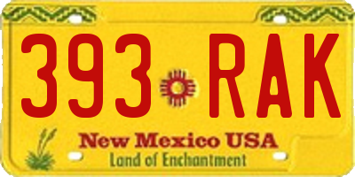 NM license plate 393RAK