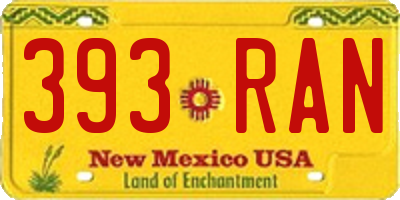 NM license plate 393RAN