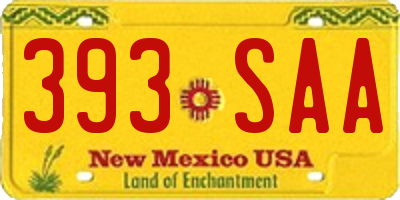NM license plate 393SAA