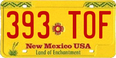 NM license plate 393TOF