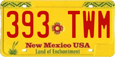 NM license plate 393TWM
