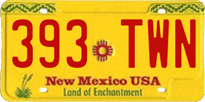 NM license plate 393TWN