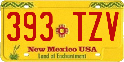 NM license plate 393TZV