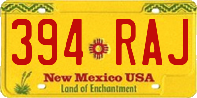 NM license plate 394RAJ