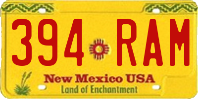 NM license plate 394RAM