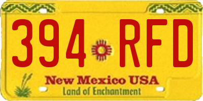 NM license plate 394RFD