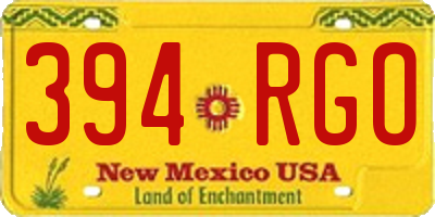NM license plate 394RGO