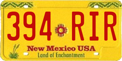 NM license plate 394RIR