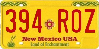 NM license plate 394ROZ