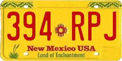 NM license plate 394RPJ