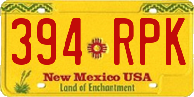 NM license plate 394RPK