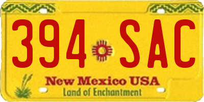 NM license plate 394SAC
