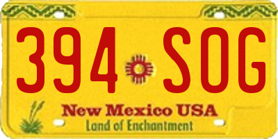 NM license plate 394SOG