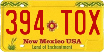 NM license plate 394TOX