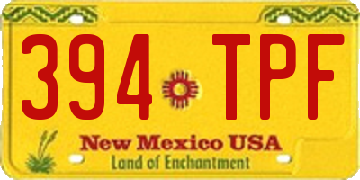 NM license plate 394TPF