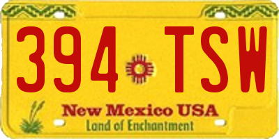 NM license plate 394TSW