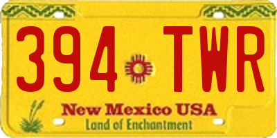 NM license plate 394TWR