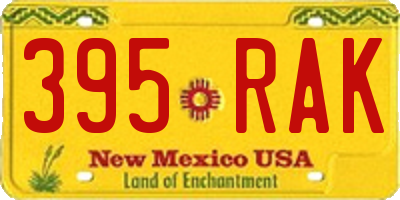 NM license plate 395RAK