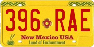 NM license plate 396RAE