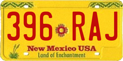 NM license plate 396RAJ