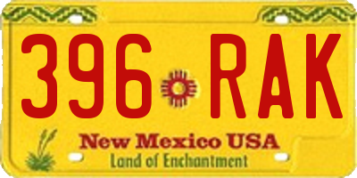 NM license plate 396RAK