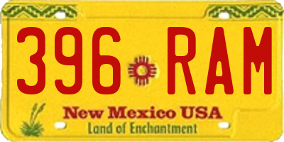 NM license plate 396RAM