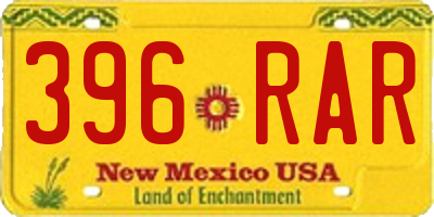 NM license plate 396RAR