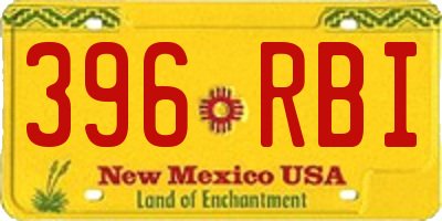 NM license plate 396RBI