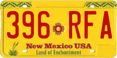 NM license plate 396RFA