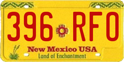 NM license plate 396RFO