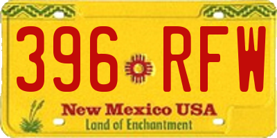 NM license plate 396RFW