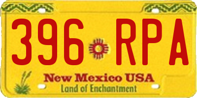 NM license plate 396RPA