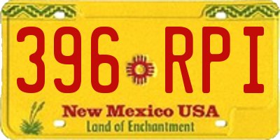 NM license plate 396RPI